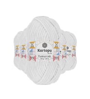 Northcity Yumurcak Kadife El Örgü İpi Kar Beyaz K010 - 5'li Paket %100 Polyester Şiş İpi