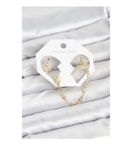 Mey İthalat® Kelebek Model Pirinç Gold Renk Zincir Bağlantılı Ear Cuff Küpe Seti