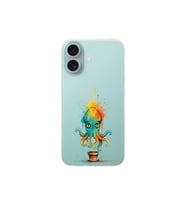 iPhone 16 ile uyumlu Splash ahtapot tasarımlı şeffaf silikon kılıf