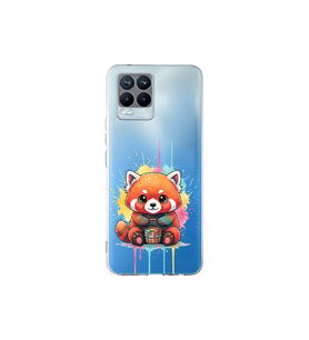 Realme 8 Pro ile Uyumlu Splash Tilki Tasarımlı Şeffaf Silikon Kılıf