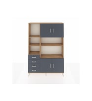 Arges Gardrop 8 Raflı 4 Çekmeceli 4 Kapaklı 132x30x195 Çam-Antrasit