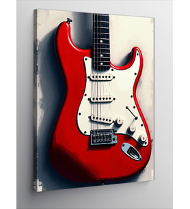 Kanvas Tablo Kırmızı Elektrik Gitarı