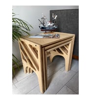 3'lü Huş Ağacı Iskandinav Tasarım Plywood Zigon Sehpa