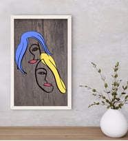 BK Home Woman Line Dekoratif Ahşap Beyaz Çerçeveli Tablo-1