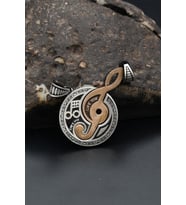 Sol Anahtarı Müzik Nota Çift Kolye Ucu 925 Ayar Gümüş