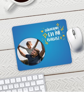 Babalar Gününe Özel Kişiye Özel Fotoğraflı Resimli Mouse Pad 23x19cm Fare Altlığı Kaydırmaz Taban T3