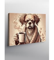Kanvas Tablo Kahve Keyfi Köpek