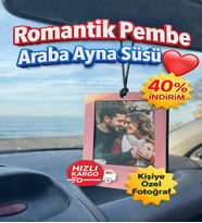 Kişiye Özel Fotoğraflı Ahşap Araç Dikiz Aynası Süsü (Pudra Pembe)