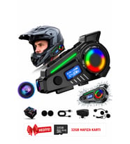 Glr K19 Kameralı Kask Kulaklığı Motosiklet İnterkom Bluetooth 5.4 GPS Sürüş Kayıt Cihazı
