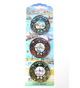 İstanbul Temalı Metal Magnet 3'lü Set Model 1 (Çok Renkli)