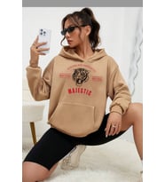 Unisex Majestic Baskılı Sweatshirt (Bej)