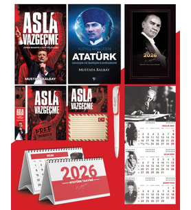 Asla Vazgeçme - Ayraç - Kartpostal - Poster - Yüzyılların Lideri Atatürk -  2026 Ajanda Gazi Paşa - İmza Duvar Takvimi - Masa Takvimi