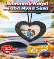 Arabaya Özel Kalp Tasarımlı Fotoğraflı Dikiz Aynası Aksesuarı