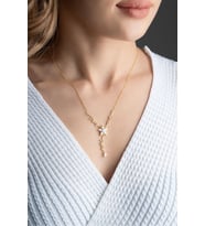 925 Ayar Gold Zirkon Damla Taşlı Sarmaşık Gümüş Kolye