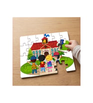 Okula Giden Mutlu Çocuklar Tasarımlı 24 Parça Ahşap Çocuk Puzzle MPK1007