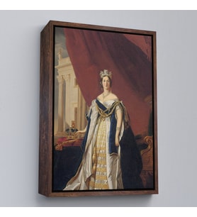 Çerçeveli Franz Xaver Winterhalter - Kraliçe Victoria Tablosu - Queen Victoria (Altın)