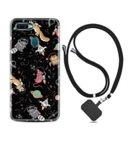 Oppo A5S A15 A16 A54 A55 A73 A74 Kılıf Boyun Askılı Silikon Planet Animals 1771