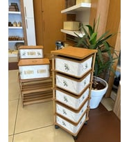 Ahşap Kare Sebzelik 5 Katlı Yana Açılır Patates Soğan Tekerlekli Sebzelik Zeytin (Beyaz)