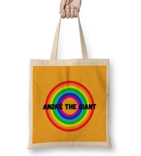 André the Giant- Vintage Retro Rainbow Style Warriors Design Wrestlers-Gift Bez Çanta Uzun Saplı