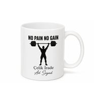 Ağırlık Kaldıranlara No Pain No Gain Çelik İrade Seramik Kupa Bardak Hediye
