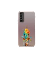 Huawei P Smart 2021 ile uyumlu Splash ahtapot tasarımlı şeffaf silikon kılıf