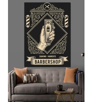 Retro Berber Dükkanı Posteri Dekoratif Kanvas - Mdf Ahşap Tablo
