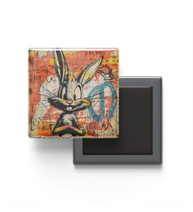Bugs Bunny - Baskılı Buzdolap Magneti Kare - 9x9 cm