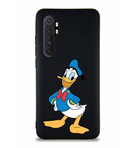 Xiaomi Mi Note 10 Lite Soft Premier Kapak Donald Duck-C Tasarımlı Silikon Kılıf - Siyah (Şeffaf)