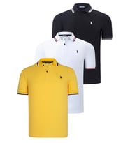 ÜÇLÜ SET T8594 DEWBERRY ERKEK T-SHIRT-SİYAH-BEYAZ-SARI (Karışık)
