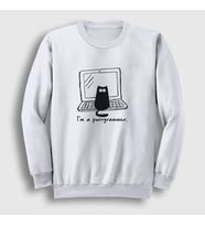 Presmono Unisex Beyaz Cat Purrgrammer Developer Yazılımcı Sweatshirt 331471tt