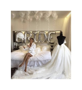 Gümüş Bride 34 Inç 70 Cm Folyo Balon 20 Adet Metalik Beyaz Balon Set
