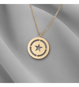 Kişiye Özel Marvel Captain America Kalkan Kolye 925K Gümüş (Gold)