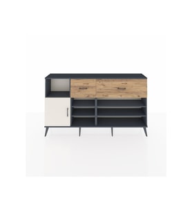 Arges Konsol 6 Raflı 2 Çekmeceli Tek Kapaklı  176x30x99 Antrasit-Aytaşı/Çam