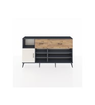 Arges Konsol 6 Raflı 2 Çekmeceli Tek Kapaklı  176x30x99 Antrasit-Aytaşı/Çam