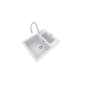 POLEX Cristalüx Granit Eviye P-04+Swan-3 Beyaz