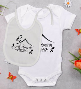 BK Kids Evimizin Neşesi Tasarımlı Bebek Body Zıbın ve Mama Önlüğü Hediye Seti - Model 1
