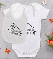 BK Kids Evimizin Neşesi Tasarımlı Bebek Body Zıbın ve Mama Önlüğü Hediye Seti - Model 1