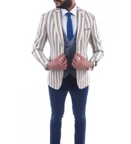 kombinli slimfit  Yelekli Takım Elbise (Beyaz)
