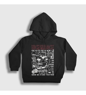Presmono Unisex Çocuk Siyah Hard Rock Nickelback Kapüşonlu Sweatshirt 537932tt