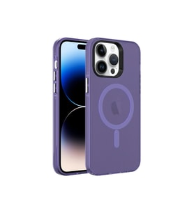 Apple iPhone 14 Pro Uyumlu Kılıf Zore M-safe Şarj Özellikli Buzlu Transparan C-Pro Sert Kapak (Koyu Mor)