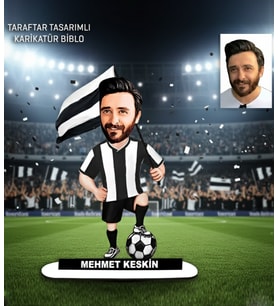 Kişiye Özel Karikatür Siyah Beyaz  Erkek Taraftar Tasarımlı  Biblo