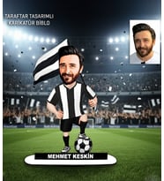 Kişiye Özel Karikatür Siyah Beyaz  Erkek Taraftar Tasarımlı  Biblo