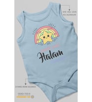 Panik Yok Halam Halleder Baskılı Bebek Zıbını – Çıtçıtlı Body 8 Renk  %100 Pamuk Kısa Kol (Bebek Mavisi)