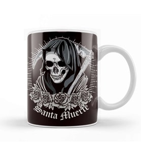 Santa Muerte Female Deity Mexican Satanic Dead Sugar Skull Kupa Bardak Porselen