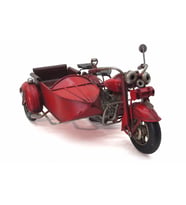 Dekoratif Metal Motosiklet Sepetli (Kırmızı)