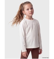 LCW Kids Ekru Bisiklet Yaka Nakışlı Kız Çocuk Tişört