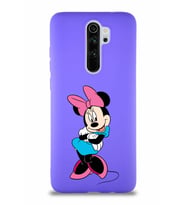 Xiaomi Redmi Note 8 Pro Soft Premier Kapak Minnie Mouse-D Tasarımlı Silikon Kılıf - Mor (Şeffaf)