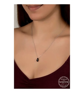 Swarovski Crystal Taşlı Drop Kesim Gümüş Kadın Kolye