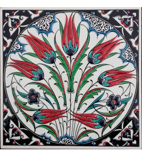 Armada Çini 20x20 Cm ED 305 Kobalt Rumi Lalezar El dekoru Çini Pano