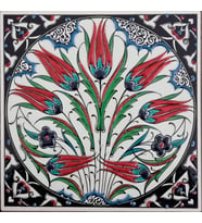 Armada Çini 20x20 Cm ED 305 Kobalt Rumi Lalezar El dekoru Çini Pano